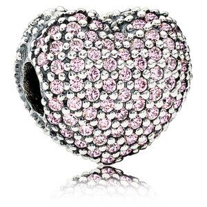 PANDORA Open My Heart Clip with Pink Zirconia Authentic Sparkling Silver Love